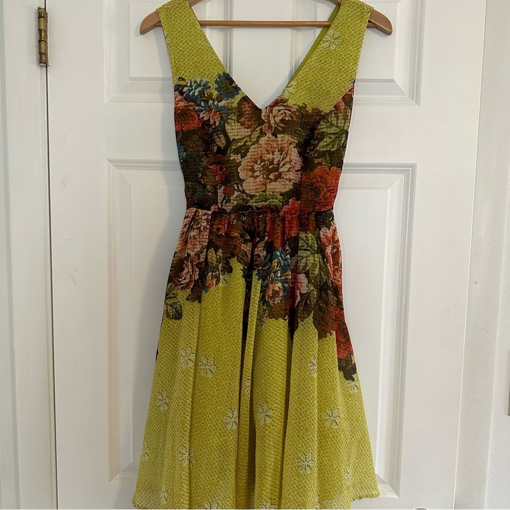 Darling Karen Dress | Light Green Floral A-line Mini Dress | Size XS